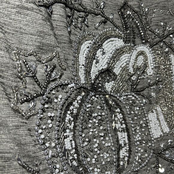 Beaded Silver Harvest Pumpkins Table Runner Thanksgiving Home Dining Kitchen - Picture 3 of 6